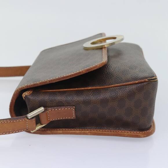 CELINE Macadam Canvas Shoulder Bag Pvc Leather Brown Gold - Picture 4 of 13